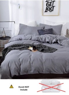 LUNA Home King size 6 Piece Bedding Set Without Filler Plain Anchor Grey  - Image 2