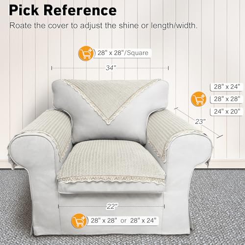 becoolifer Couch Arm Cover, 1pc Velvet Couch Cover, Sofa Arm Covers, Non-Slip Lace Armrest Covers, Headrest/Backrest Cover, Seat Cover, Slipcovers for Pets Armchair Loveseat Recliner Furniture(28"×28", Beige) - Image 2
