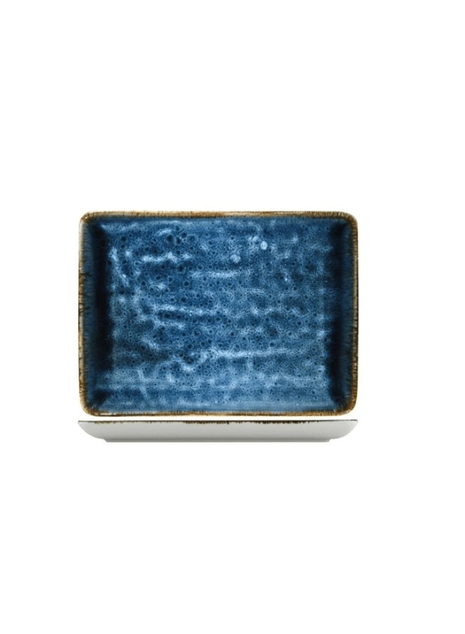 كوتاهيا طبق بورسلين مستطيل مسطح أزرق اللون، آمن للاستخدام في غسالة الأطباق، مقاس 27 × 20 سم