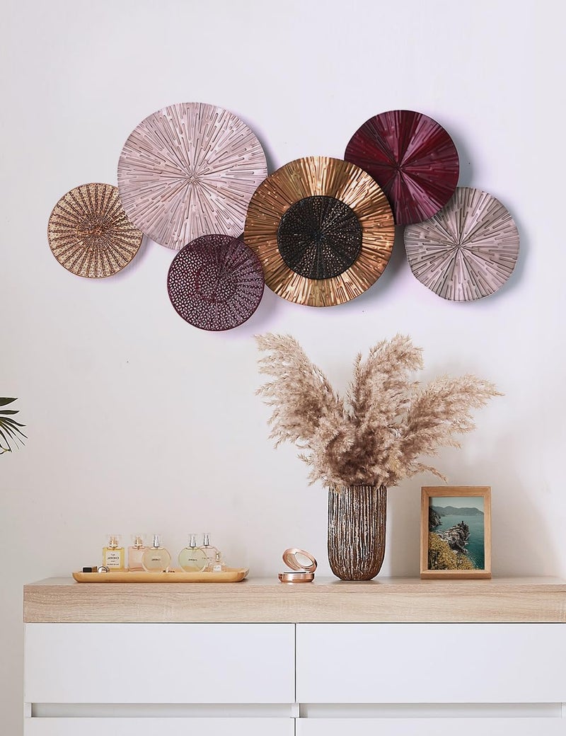SEINHIJO Metal Flower Wall Decor Minimalist Wall Art Iron Floral Artwork Rustic Home Decor for Bedroom, Living Room,Kitchen,Outdoor 34.3x16.5inch - Image 2