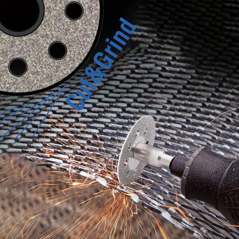 YEEZUGO 10 pcs Diamond Cutting Wheel Cut Off Discs Coated Rotary Tools W/Mandrel 22mm for Dremel - Image 4