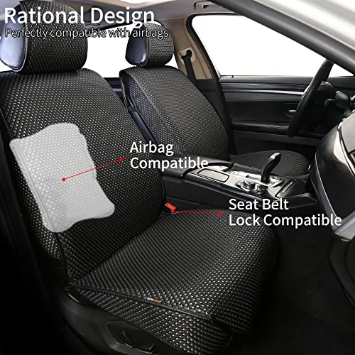 Auto Newer 2PCS Luxury Breathable Car Seat Cover,Front Car Seat Protector, Fit Four Seasons of Universal Automotive Vehicle Cushion Cover, Compatible with 90% Cars,SUV,Trucks (Black,Front Seats) - Image 4