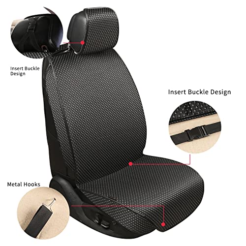 Auto Newer 2PCS Luxury Breathable Car Seat Cover,Front Car Seat Protector, Fit Four Seasons of Universal Automotive Vehicle Cushion Cover, Compatible with 90% Cars,SUV,Trucks (Black,Front Seats) - Image 3