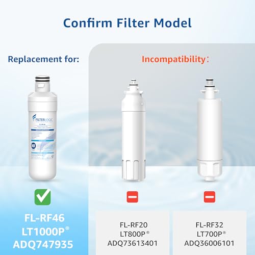 Filterlogic فلتر لوجيك LT1000PC بديل لـ LG® LT1000P®/PC/PCS، LFXS26596S، LFXS28596S، LFXC22526S، ADQ74793501، ADQ74793502، كينمور 46-9980، فلتر مياه ثلاجة سعة 200 جالون لمدة 6 أشهر، عبوة 3 قطع - Image 5