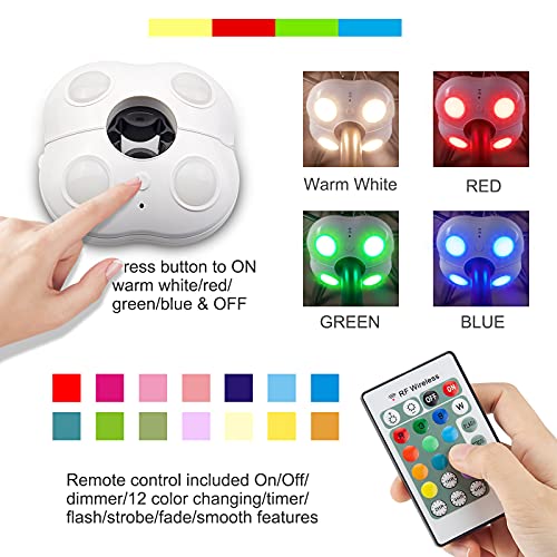 HONWELL Patio Umbrella Lights Outdoor Umbrella Pole Light Battery Operated Cordless 12 Color Changing Umbrella Light with Remote, Multi Colored LED Outside Lights for Deck Umbrella Camping Tents - Image 2