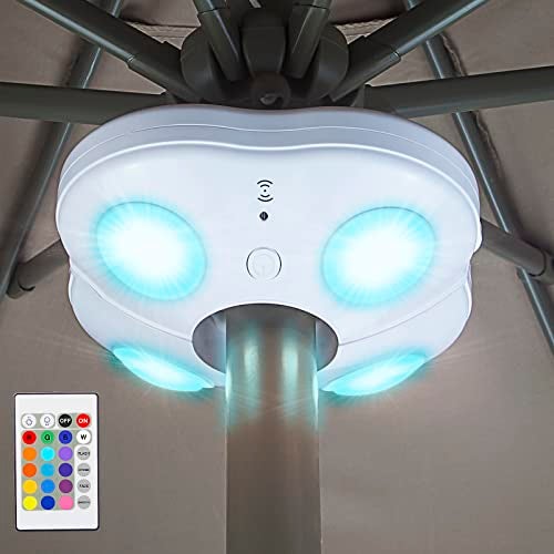 HONWELL Patio Umbrella Lights Outdoor Umbrella Pole Light Battery Operated Cordless 12 Color Changing Umbrella Light with Remote, Multi Colored LED Outside Lights for Deck Umbrella Camping Tents - Image 1