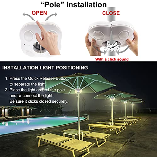 HONWELL Patio Umbrella Lights Outdoor Umbrella Pole Light Battery Operated Cordless 12 Color Changing Umbrella Light with Remote, Multi Colored LED Outside Lights for Deck Umbrella Camping Tents - Image 5