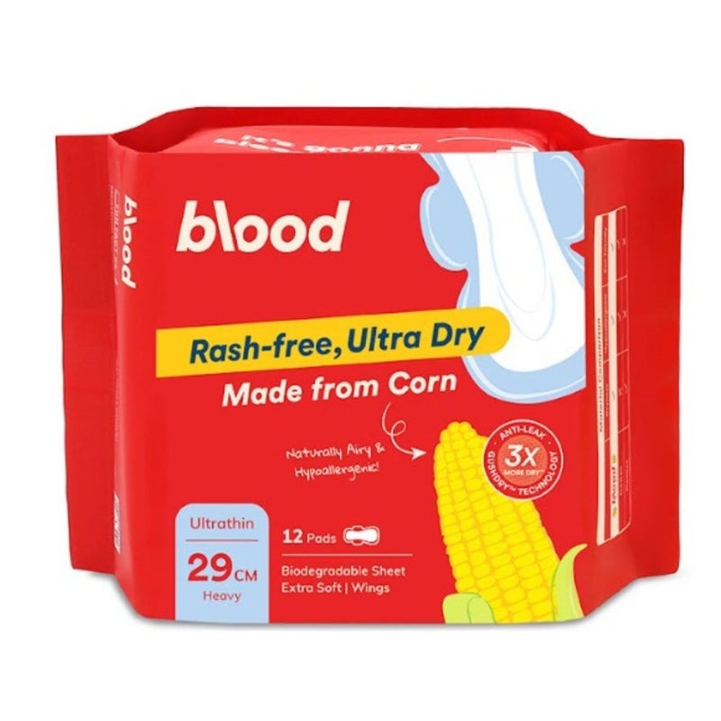blood Ultra Dry Corn Liners, 29cm, 12 pads - Image 1