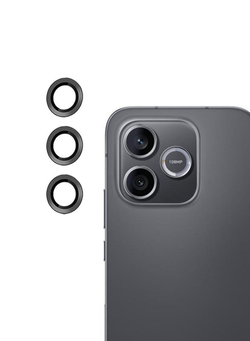 Wtech Honor 600 Lite 5G 2026 Premium Alloy Ring Camera Lens Tempered Glass Protector Shield (MLGICR) - Clear/Black Bundle - Image 2