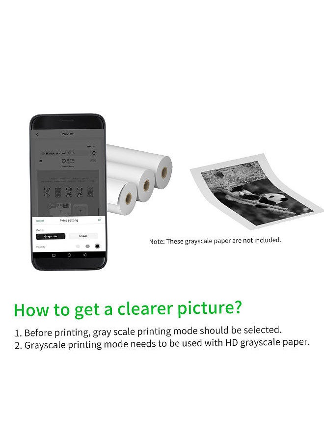 PeriPage A9 Pro BT Portable Thermal Pocket Printer 304dpi Grayscale Mode Mini Photo Printer Receipt Label Maker Sticker 56mm/77mm Paper Width Compatible with Android iOS Smartphone Windows  - Image 5