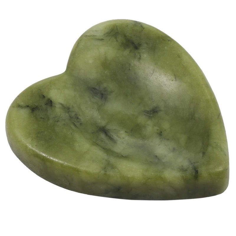 SUNYIK Handcarved Thumb Worry Stone Polished Palm Pocket Stones Healing Crystals Heart Shaped Green Jade