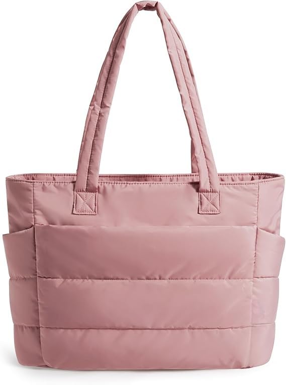 Prplet Tote Bag for Woman | Lightweight Puffy Shoulder Handbag with Multi Compartment | Travel, Office, Gym & Daily Use | Durable Taslan Fabric (Pink) - Image 1