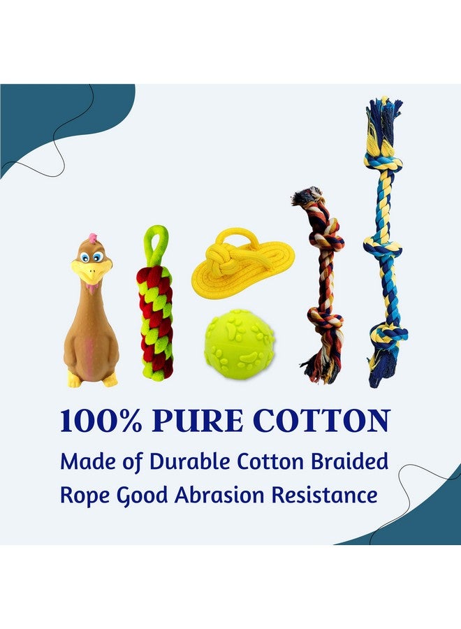 Generic 6 In 1 Squeaky And Chew Rope Dog Toy Combo - (2Knot Rope + 3Knot Rope + Slipper + Corn Stick + Claw Ball + Brown Duck) | Chewing, Playing, & Teething For Small Dogs And Puppies  - Image 4