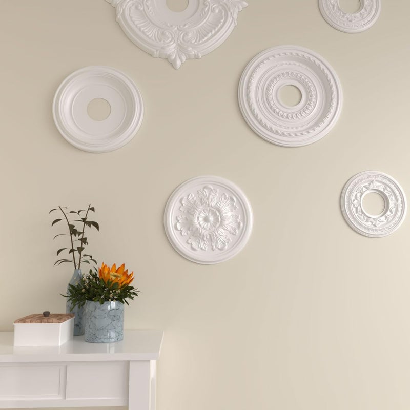 Ekena Millwork CM12LEIGS 12 3/4"OD X 7/8"P ميدالية سقف ليغاسي أكانتوس تناسب الأغطية حتى 3 1/2" ، ذهب لامع - Image 5