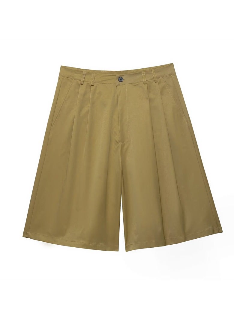 Shougu Fashionable Casual Pocket Decoration Shirt Pleated Shorts  - Image 4