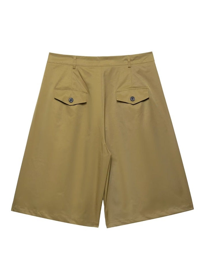 Shougu Fashionable Casual Pocket Decoration Shirt Pleated Shorts  - Image 5