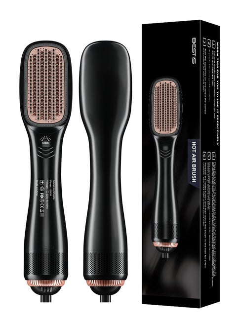 1200W 3 In 1 Hair Dryer Brush Professional Ceramic 3 Heat/2 Speed Settings One Step Hair Dryer and Styler - Black