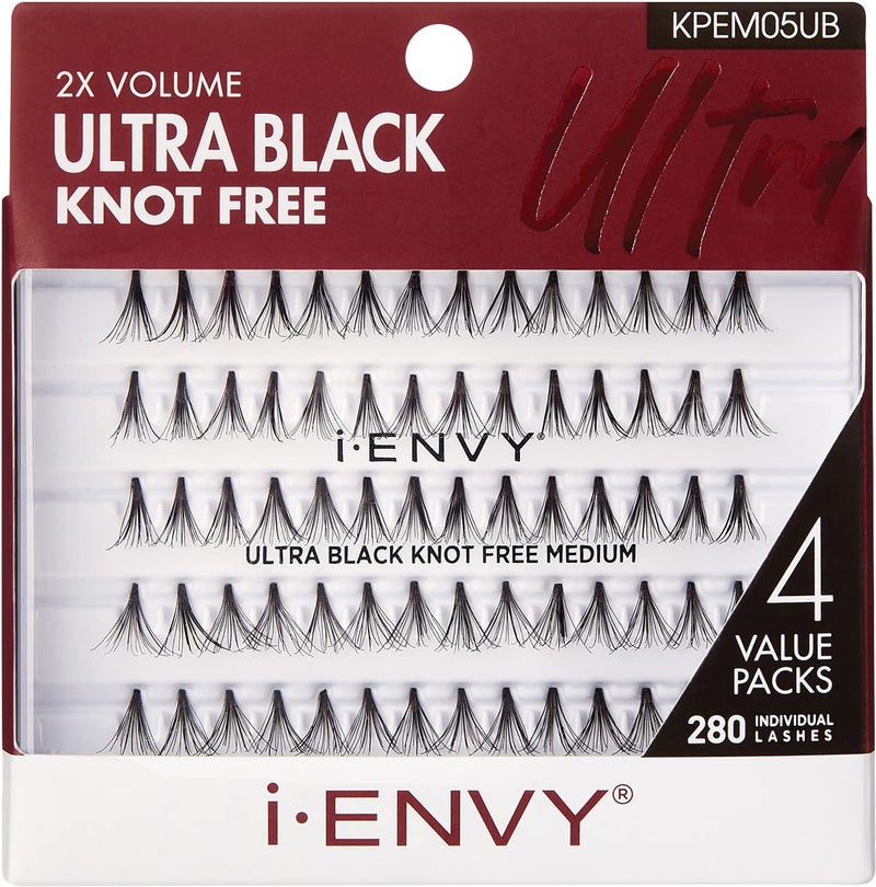 i.Envy i-ENVY By KISS Ultra Black Knot Free Lashes, Natural & Bold Look, 280 Individual Remy Hair Lashes, Lightweight, Easy-to-Use, Perfect for Subtle Enhancement (Medium) - Image 1