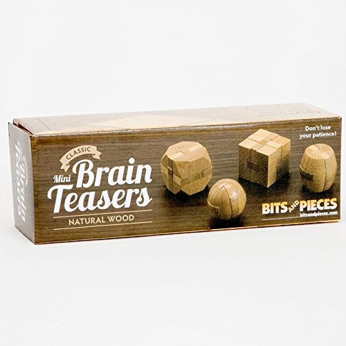 Bits and Pieces Mini Wood Brain Teaser Set of Four-Classic Designed Light Wood Stain - Wooden Brainteaser Puzzles & Fun Gifts - Image 5