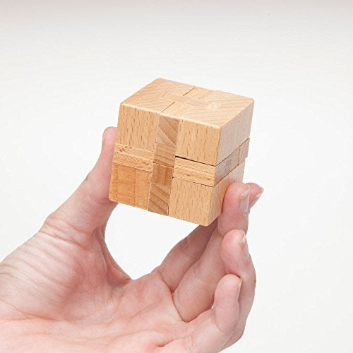 Bits and Pieces Mini Wood Brain Teaser Set of Four-Classic Designed Light Wood Stain - Wooden Brainteaser Puzzles & Fun Gifts - Image 4