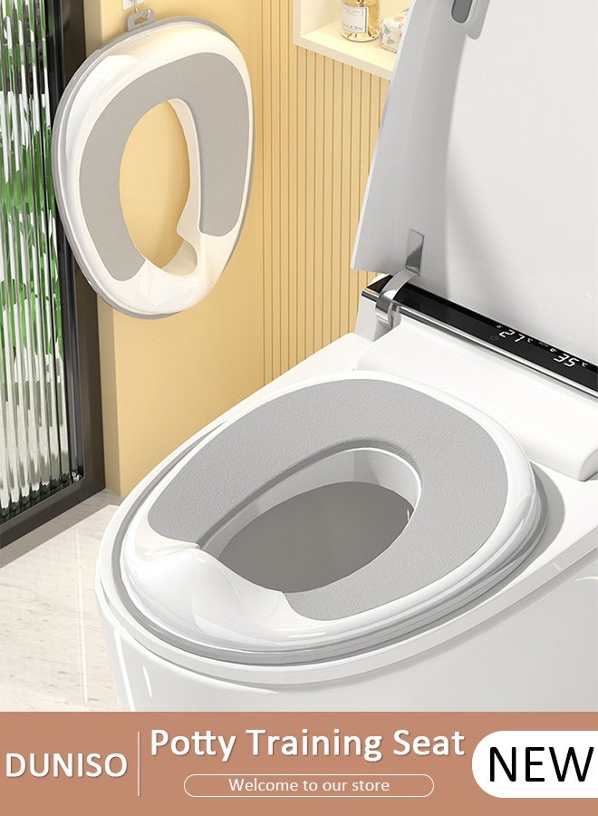DUNISO مقعد تدريب المرحاض، مقعد مرحاض آمن للأطفال مع حماية عالية من الرش ومقبض ووسادة ظهر، مقعد تدريب مرحاض للأطفال متين ومريح، مقعد مرحاض عالي الجودة وصحي للأطفال، للأطفال الأولاد والبنات - Image 1