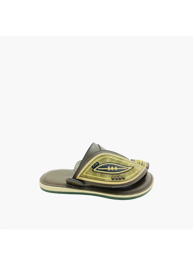 Al Waha Men's Embroidered Slip-On Arabic Sandals with Toe Loop Detail