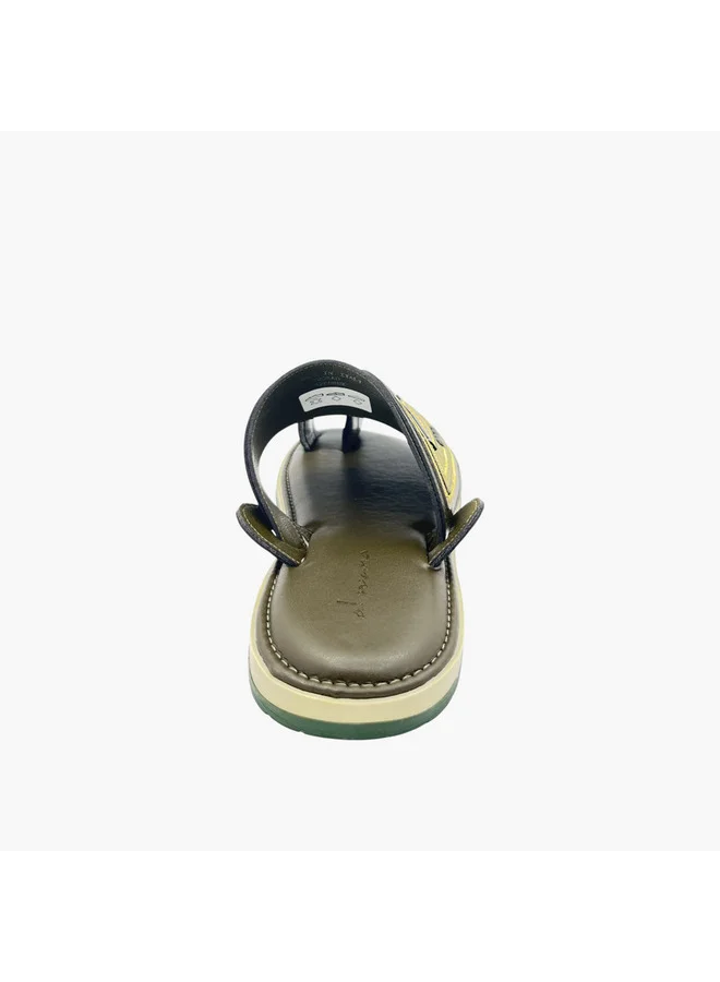 Al Waha Men's Embroidered Slip-On Arabic Sandals with Toe Loop Detail