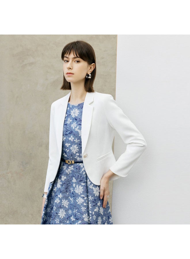 Yanyee Elegant Blazer For Women, Spring 2025 Collection, Waist-cinching Slimming Professional Attire, High-end Formal Wear, White, XL - Image 1