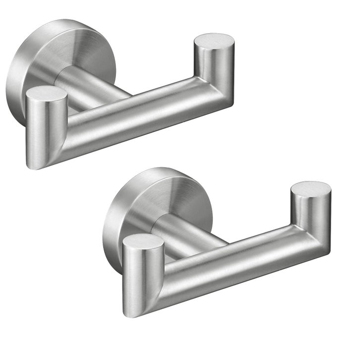 TOWEL HOOK BRUSHED NICKEL 2 PCS SUS304 STAINLESS STEEL DOUBLE ROBE HOOK BATHROOM TOWEL HOLDER WALL MOUNT