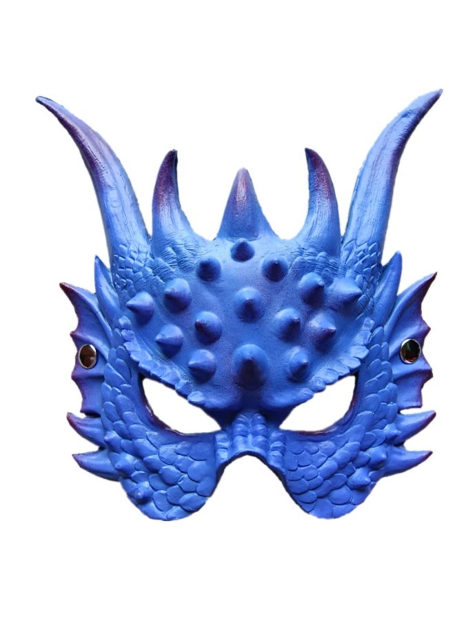 Dragon Mask Uni-adult Cosplay Mask Masquerade Foam Half Face Mask for Party Cosplay Costume (Blue)  - Image 1