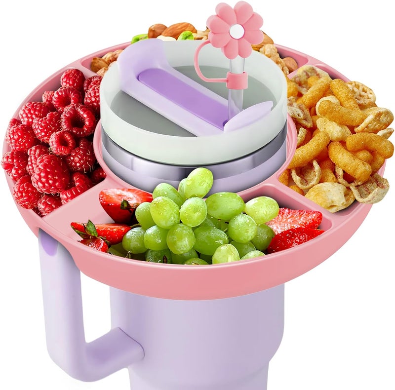 insefocc 2025 Latest model Stanley Cup 30 oz Snack Bowl with Handle Compatible with Stanley Cup40 oz with Handle Stanley Accessories SiliconePink Snack Bowl  - Image 1