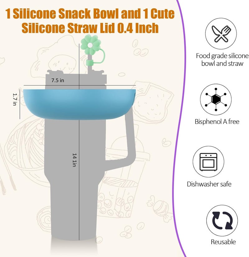 insefocc 2025 Latest model Stanley Cup 30 oz Snack Bowl with Handle Compatible with Stanley Cup40 oz with Handle Stanley Accessories SiliconePink Snack Bowl  - Image 3