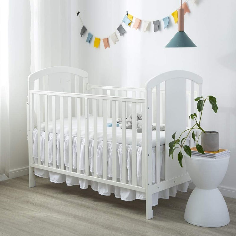 JSD White Ruffled Crib Bed Skirt Double Layer Nursery Toddler Dust Ruffle Bedding Skirt 14" Deep Drop - Image 5