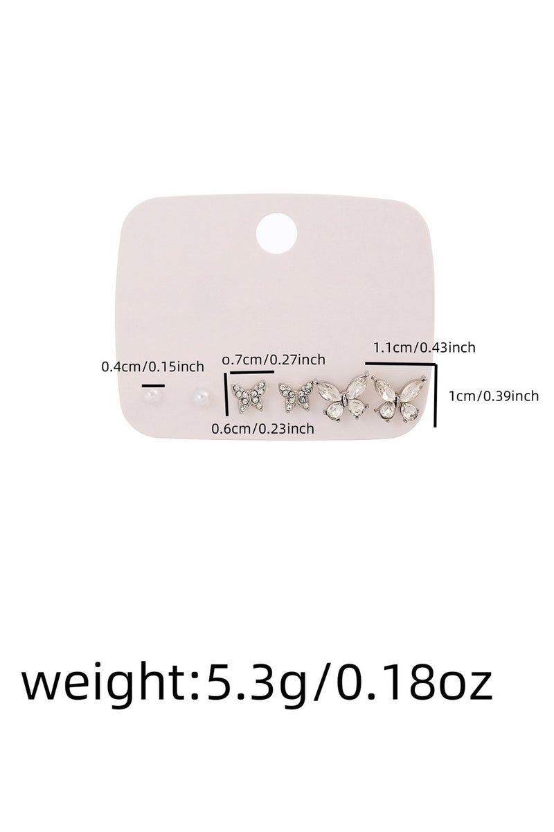 Goolsky طقم أقراط فراشة من الزركون واللؤلؤ مكون من 3 أزواج للنساء – أقراط أنيقة ورقيقة، دبابيس فضة S925، مجوهرات هدايا فاخرة - Image 5