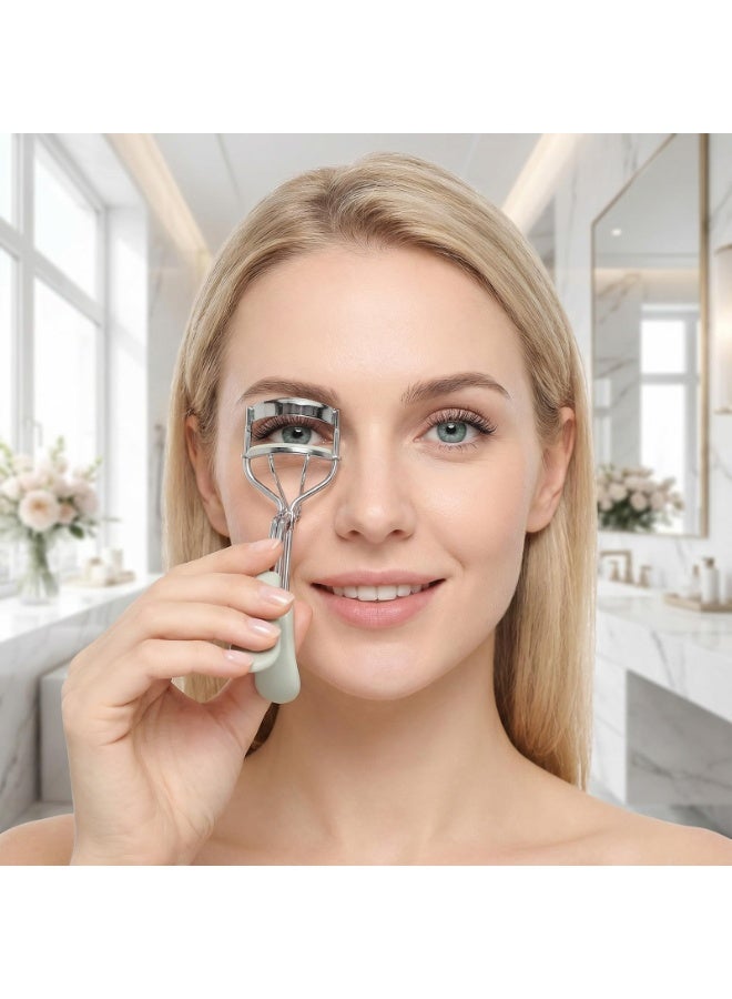 2PCS Premium Stainless Steel Pain Free Lash Curler with Silicone Handle, Makeup Tool, Long Lasting For All Eye Shapes Lash Lift/Extension Of False Eyelashes, Quick Natural Curling (Pink and Green) - Image 4