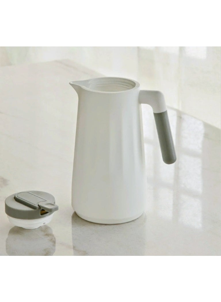 Minimalist Thermal Vacuum Flask Jug, 1 Litre - White/Grey - Image 5