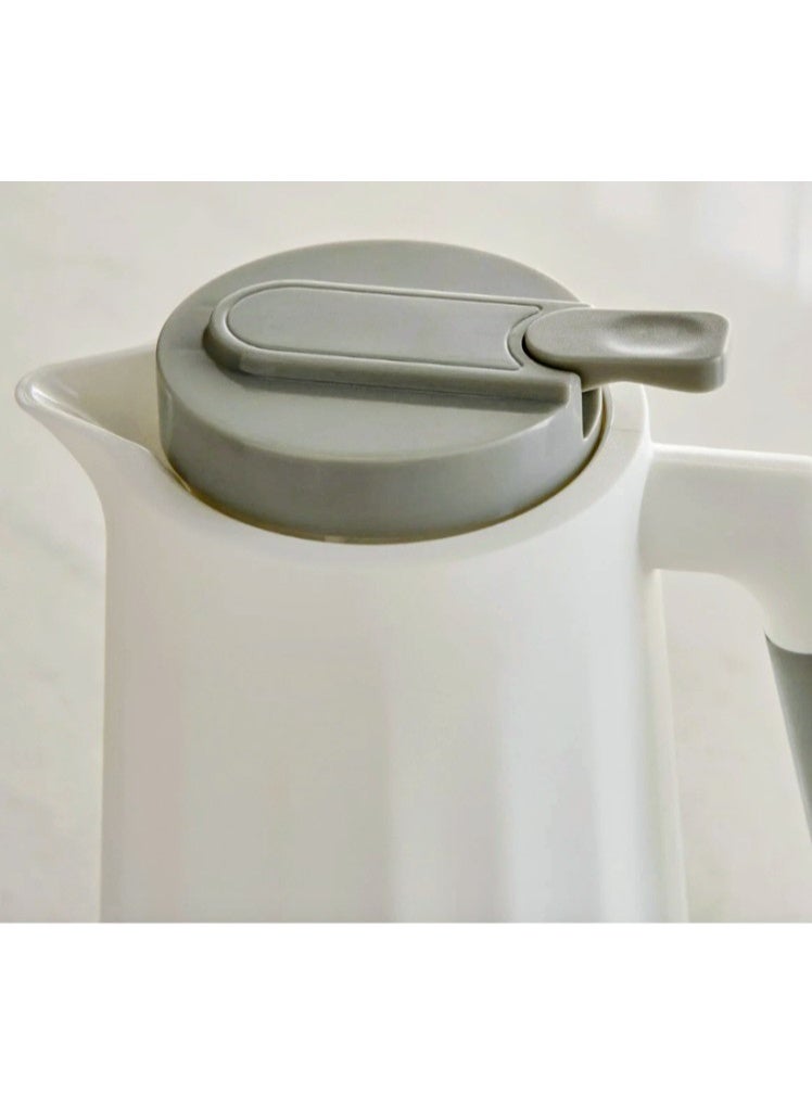 Minimalist Thermal Vacuum Flask Jug, 1 Litre - White/Grey - Image 4