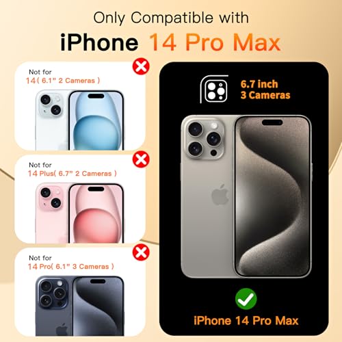 COOLQO for iPhone 14 Pro Max Case 67 Upgraded 360 Spin Magnetic Stand Compatible with MagsafeMilitary Protection Shockproof Protective Phone Holder Cover for iPhone 14 Pro Max Black Gold - Image 3