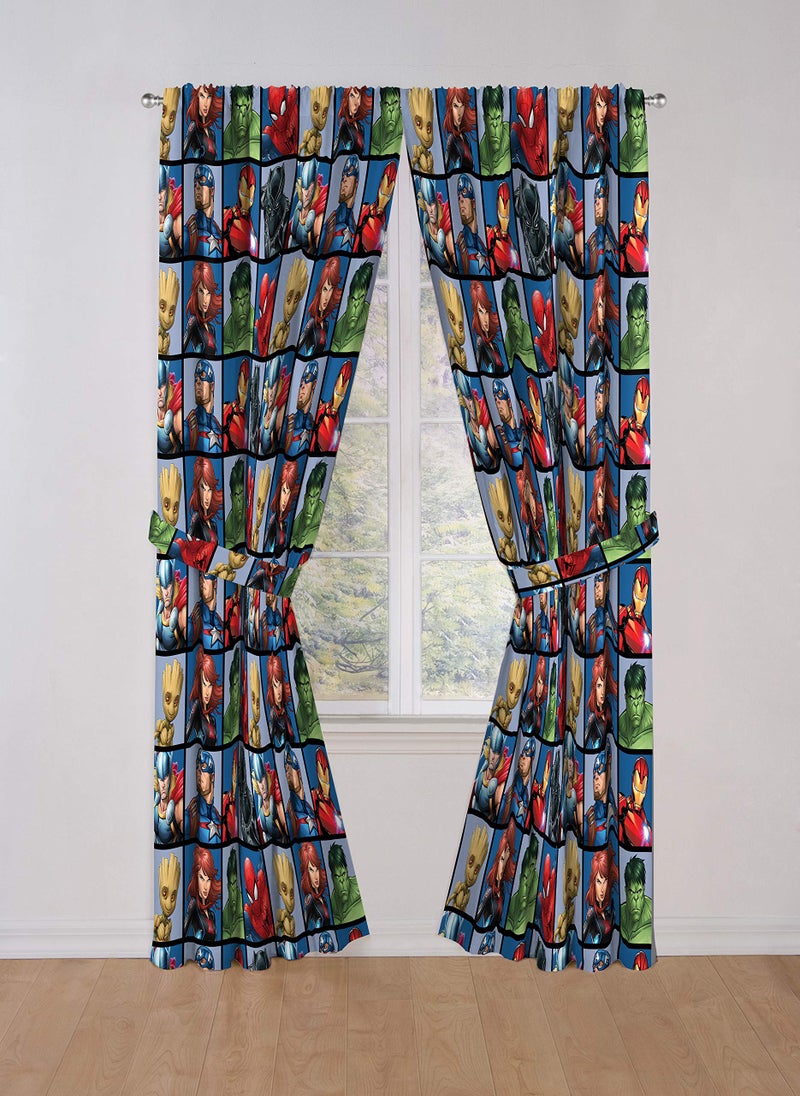 Jay Franco Marvel Avengers Team 84" inch Drapes 4 Piece Set - Beautiful Room DÃ©cor & Easy Set up - Window Curtains Include 2 Panels & 2 Tiebacks (Official Marvel Product) - Image 3