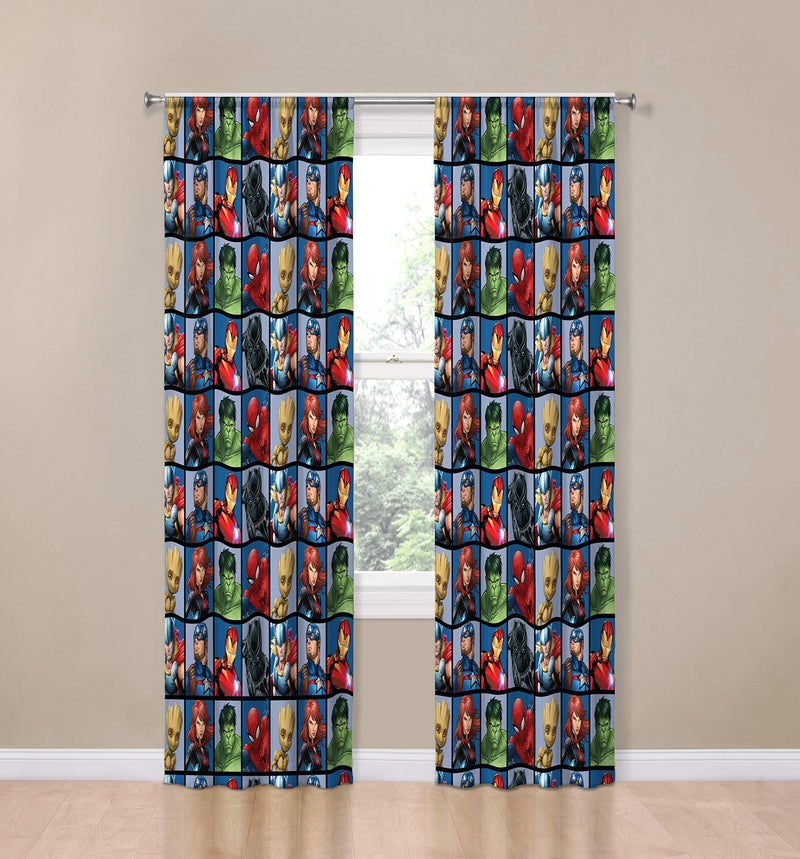 Jay Franco Marvel Avengers Team 84" inch Drapes 4 Piece Set - Beautiful Room DÃ©cor & Easy Set up - Window Curtains Include 2 Panels & 2 Tiebacks (Official Marvel Product) - Image 2