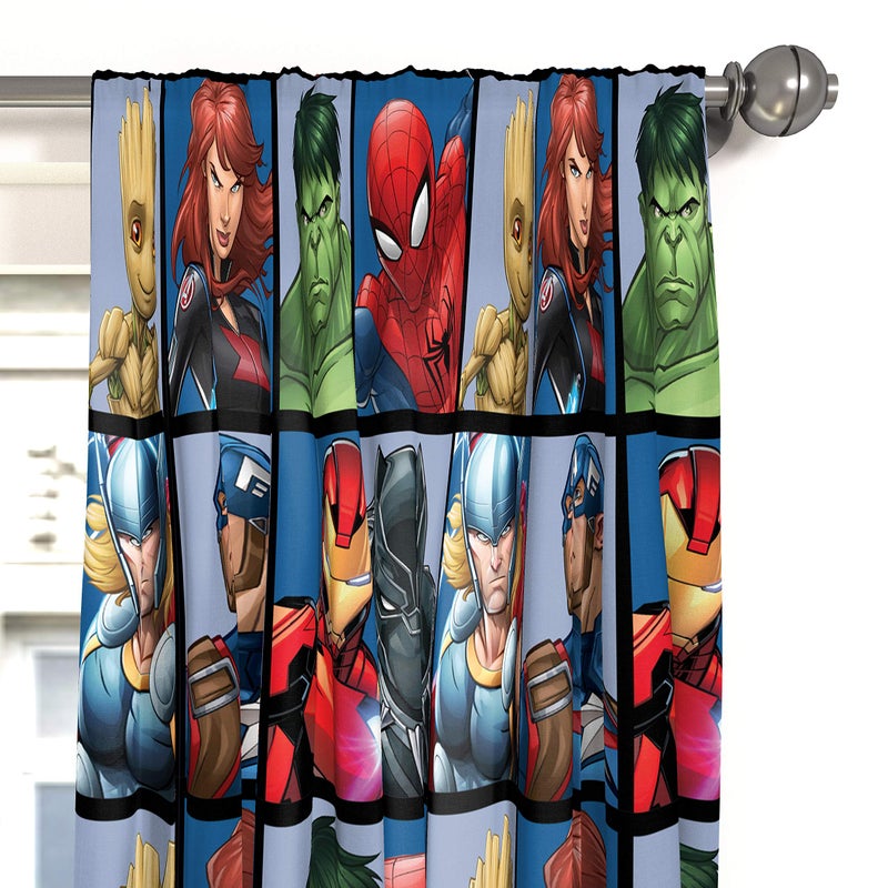Jay Franco Marvel Avengers Team 84" inch Drapes 4 Piece Set - Beautiful Room DÃ©cor & Easy Set up - Window Curtains Include 2 Panels & 2 Tiebacks (Official Marvel Product) - Image 4