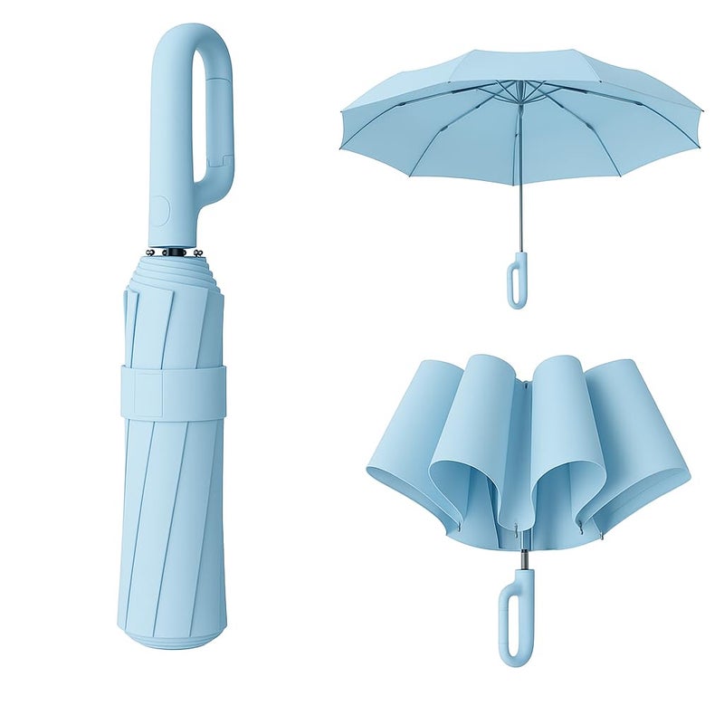 Owme UV Umbrella for Women, Mini Folding Portable 3-Fold Umbrellas | Automatic Open and Close for Rain and Sun Protection, Anti-Slip | Windproof Umbrlla with Handy Turbo Carabiner Handle for Home & Office - Image 1