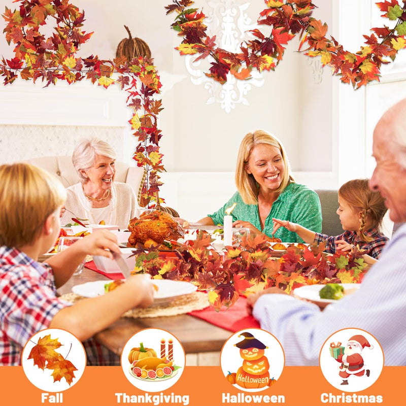 Helimoto 2 Pcs Fall Decor  11.8Ft Fall Garland For Mantle  Fall Decorations For Home  Fall Leaves Garland  Thanksgiving Decorations Indoor  Halloween Autumn Maples Leaf Garland For Autumn Decor Wedding Party - Image 4