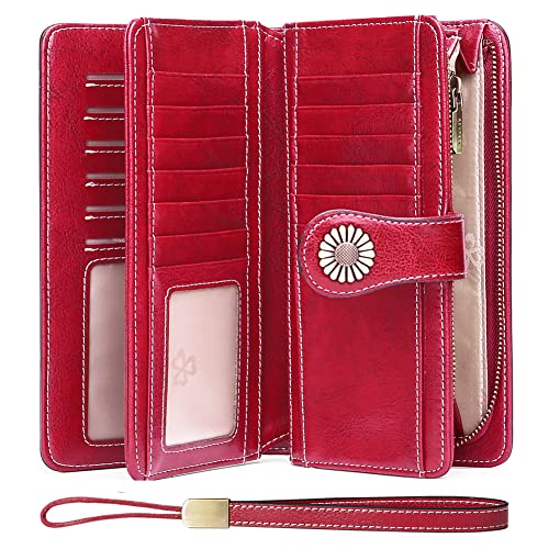 SENDEFN Wallets for Women Leather Credit Card Holder with RFID Blocking Large Capacity Wristlet - Image 1