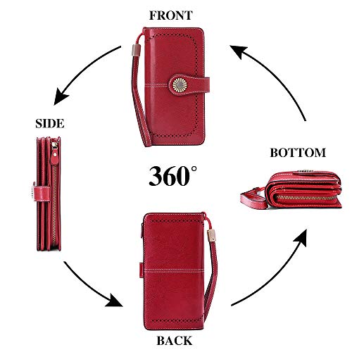 SENDEFN Wallets for Women Leather Credit Card Holder with RFID Blocking Large Capacity Wristlet - Image 3