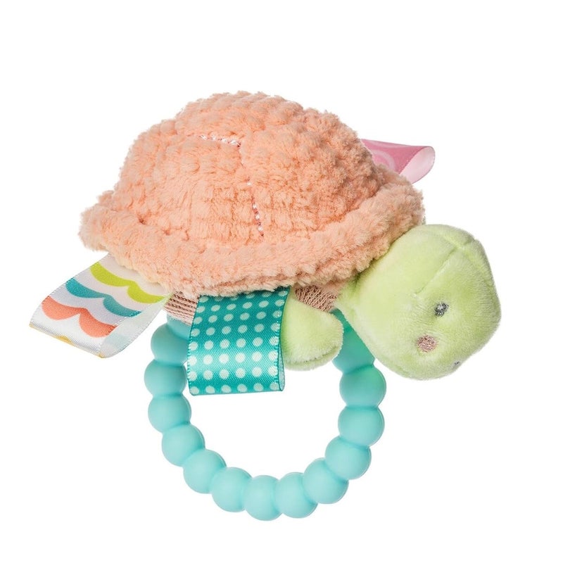 Taggies Soft Baby Rattle with Soothing Teether Ring and Sensory Tags 6Inches Tippy Turtle - Image 1