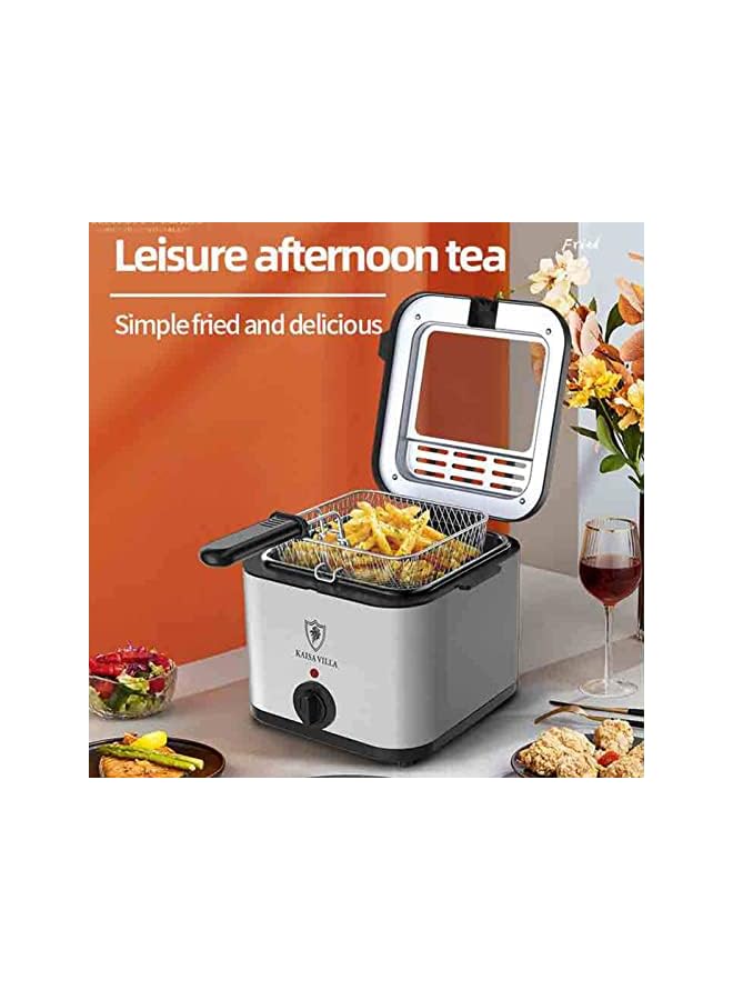 vesus fryer 1.5L with viewing window, stainless steel with filter basket deep fryer with adjustable temperature suitable for home kitchens and parties - Image 1