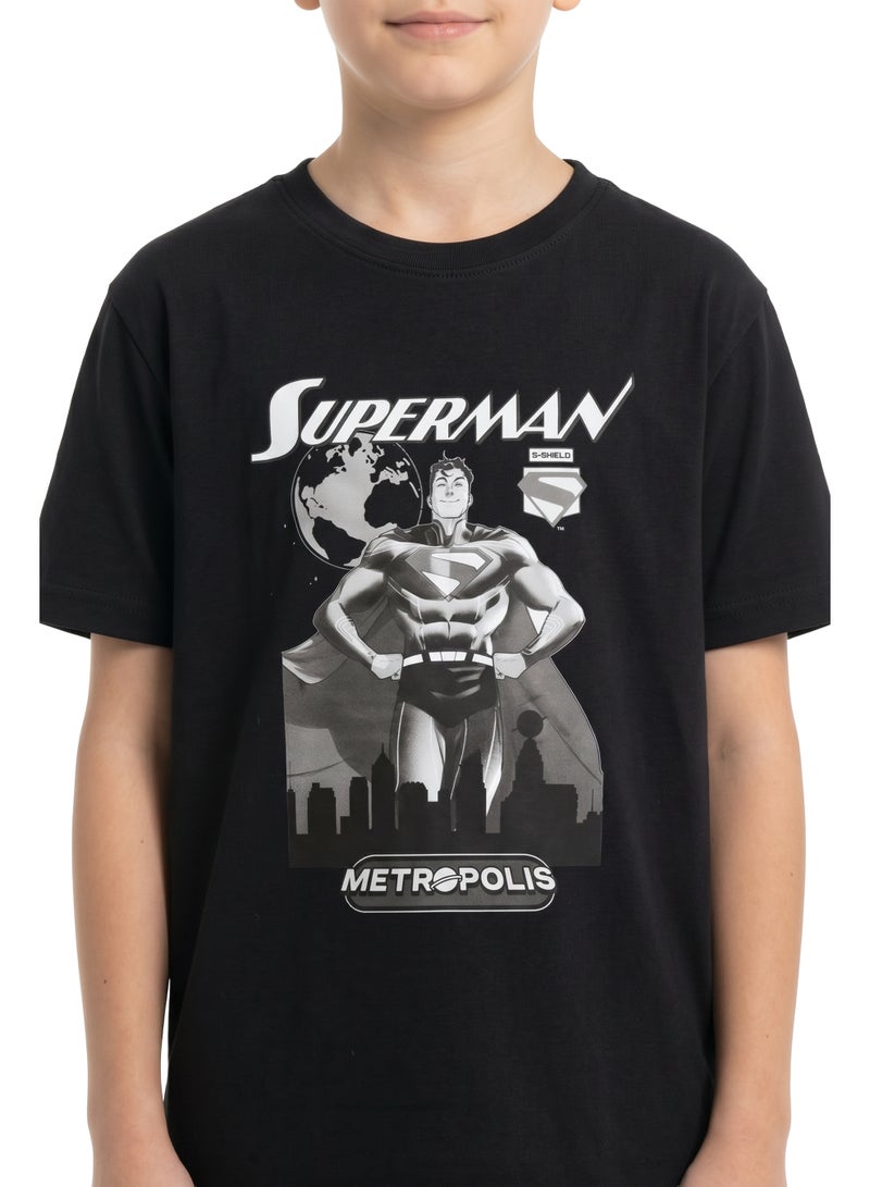 Warner Bros. Superman Teen Boys’ Oversized Graphic T-Shirt – Black Casual Relaxed Fit Tee - Image 3