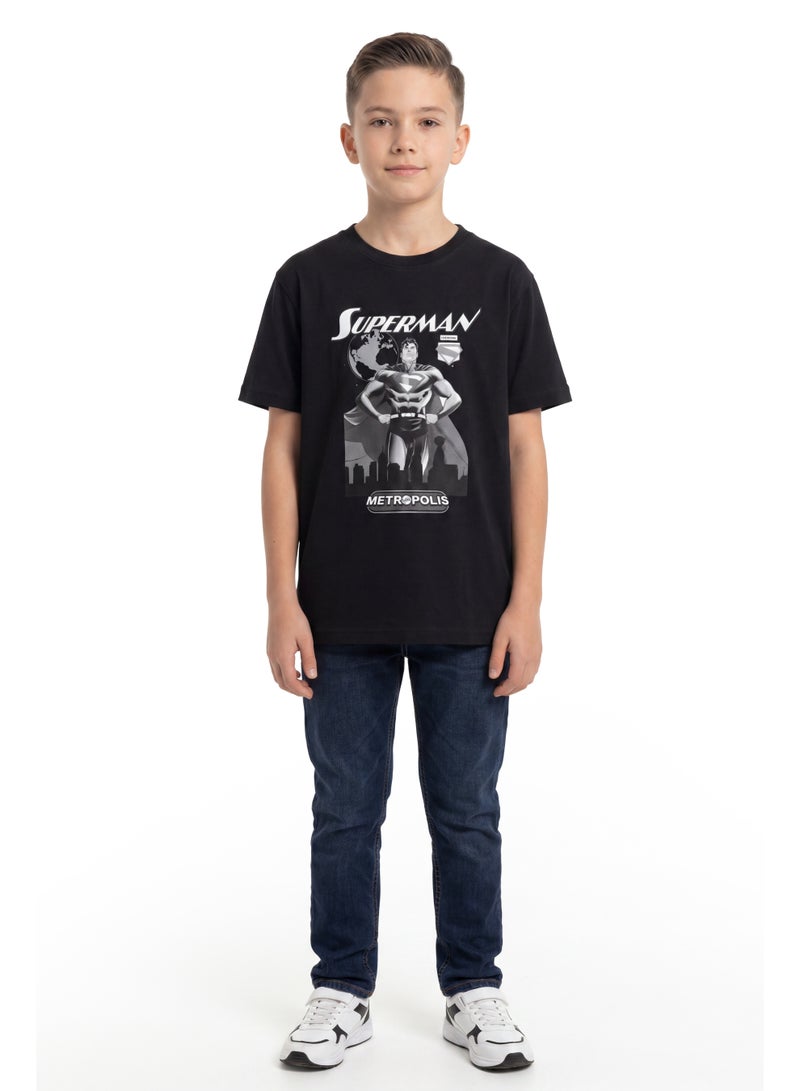 Warner Bros. Superman Teen Boys’ Oversized Graphic T-Shirt – Black Casual Relaxed Fit Tee - Image 4