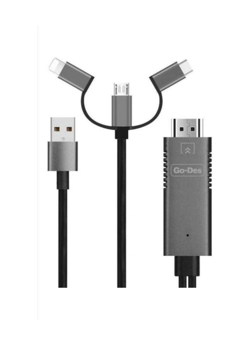 GO-DES 3 in 1 HDTV Cable Black  - Image 1